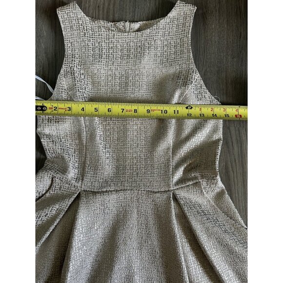 Dorothy Perkins women Sz 8 White Gold Shimmer Dress Pockets A Line Sleeveless - Picture 6 of 9